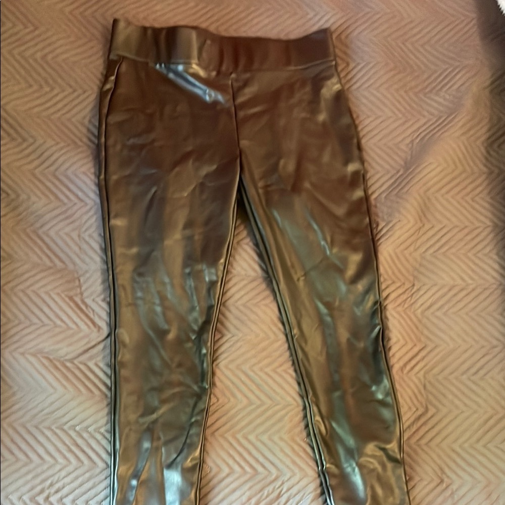 Metallic Gold Faux Leather Pants